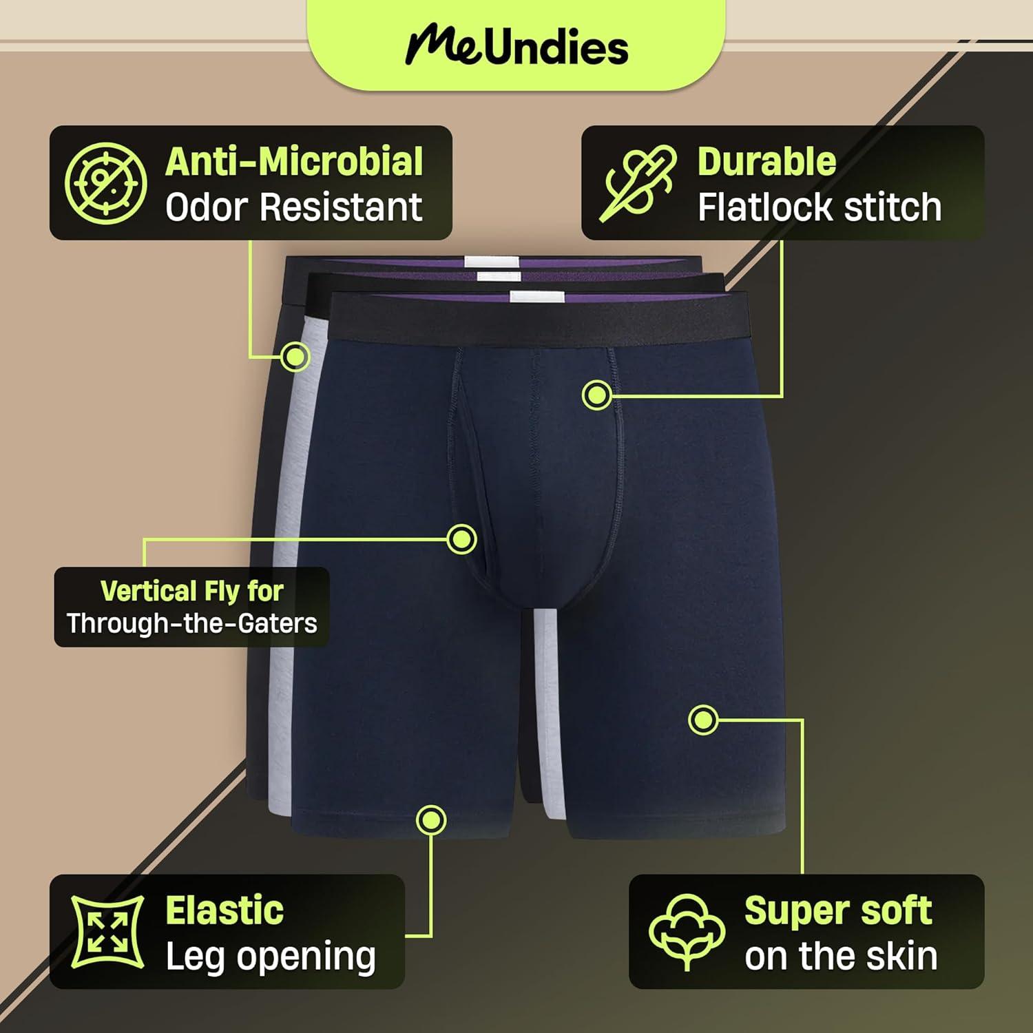 imageMeUndies Mens Long Boxer Briefs with Fly 9 Inseam with Breathable and Comfortable Tencel UltraModal Fabric 3 PackClassic