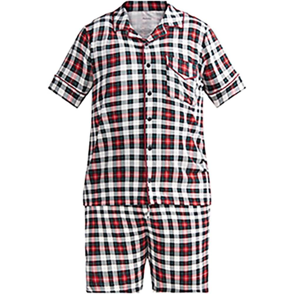 imageMeUndies  Mens Short Sleeve Pajama Set  Sleepwear in Breathable and Comfortable Tencel Micro Modal FabricTartan Plaid
