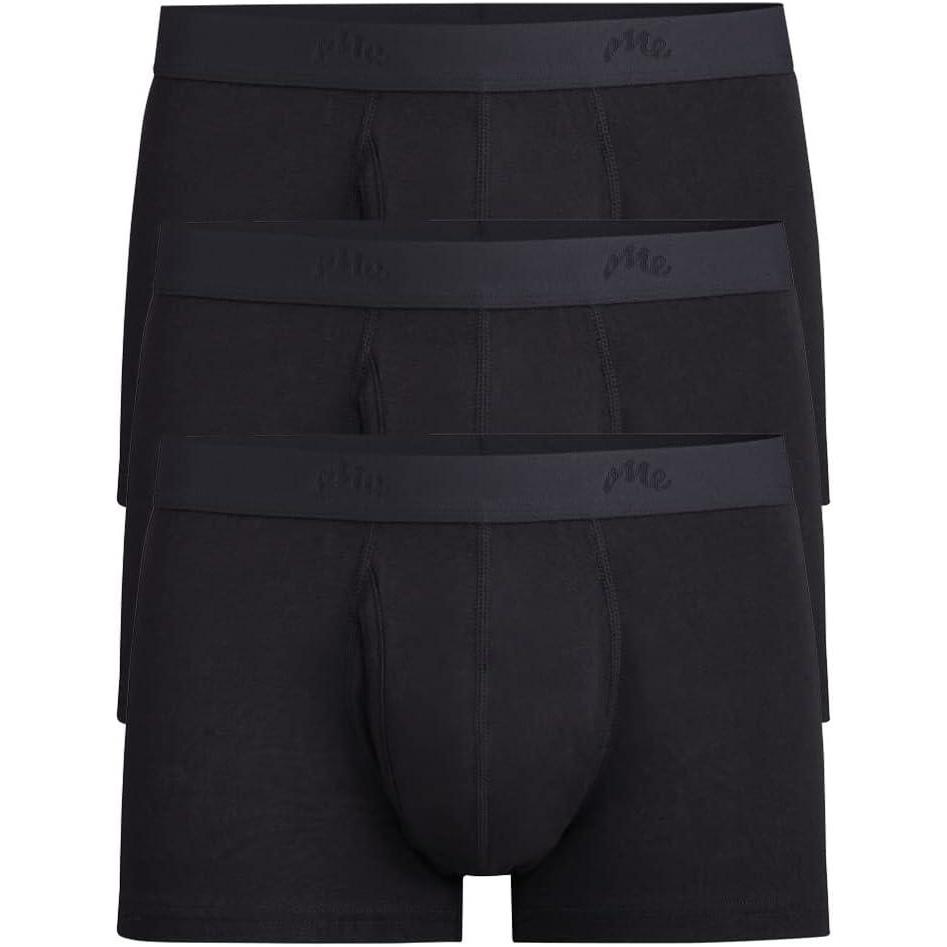 imageMeUndies  Mens Stretch Cotton Underwear Trunks with Fly  3 Pack  Amazon Exclusive FabricCotton Black 3 Pack