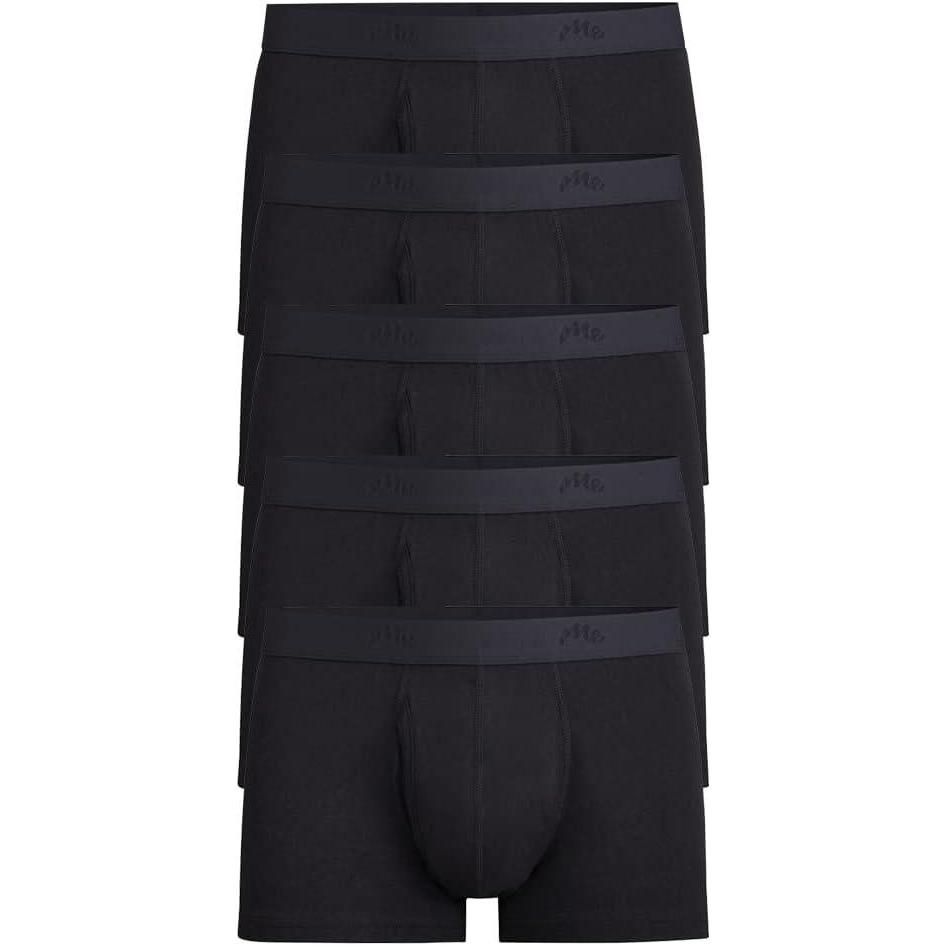 imageMeUndies  Mens Stretch Cotton Underwear Trunks with Fly  Amazon Exclusive FabricCotton Black 5 Pack