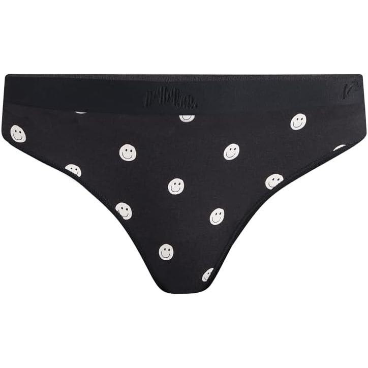 imageMeUndies  Womens Stretch Cotton Mid Rise Thong  Comfortable Panties Amazon Exclusive FabricSmileys