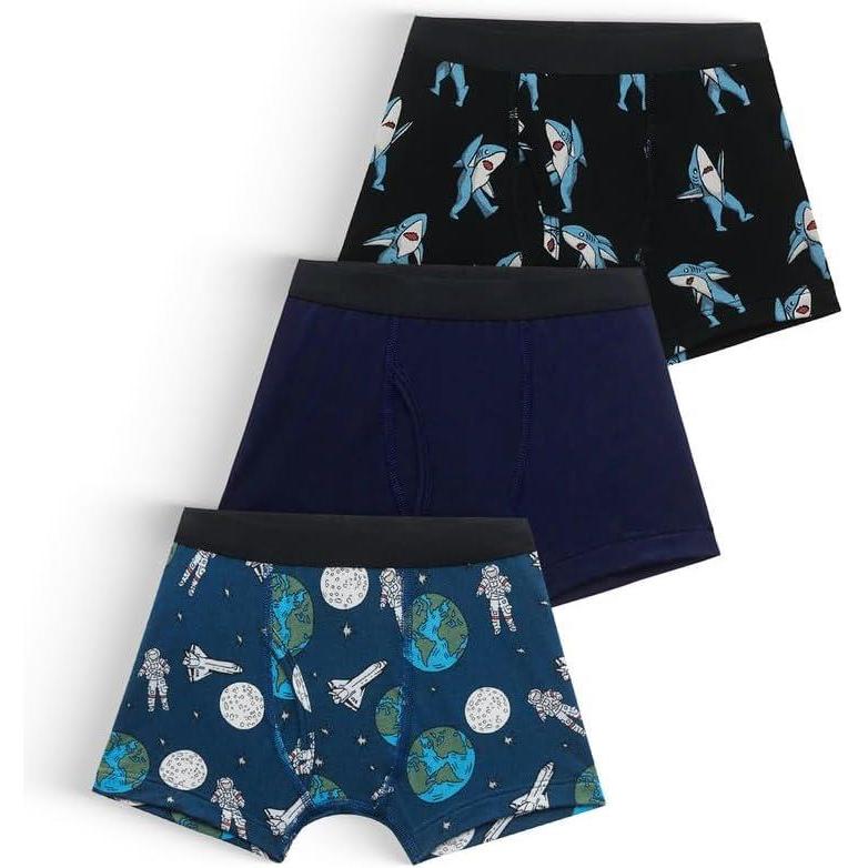 imageMeUndies Boys Boxer Brief  Soft Modal Fabric with No Pinch Waistband  Fun Prints ScratchFree Design and DurableFinn to the Moon Pack