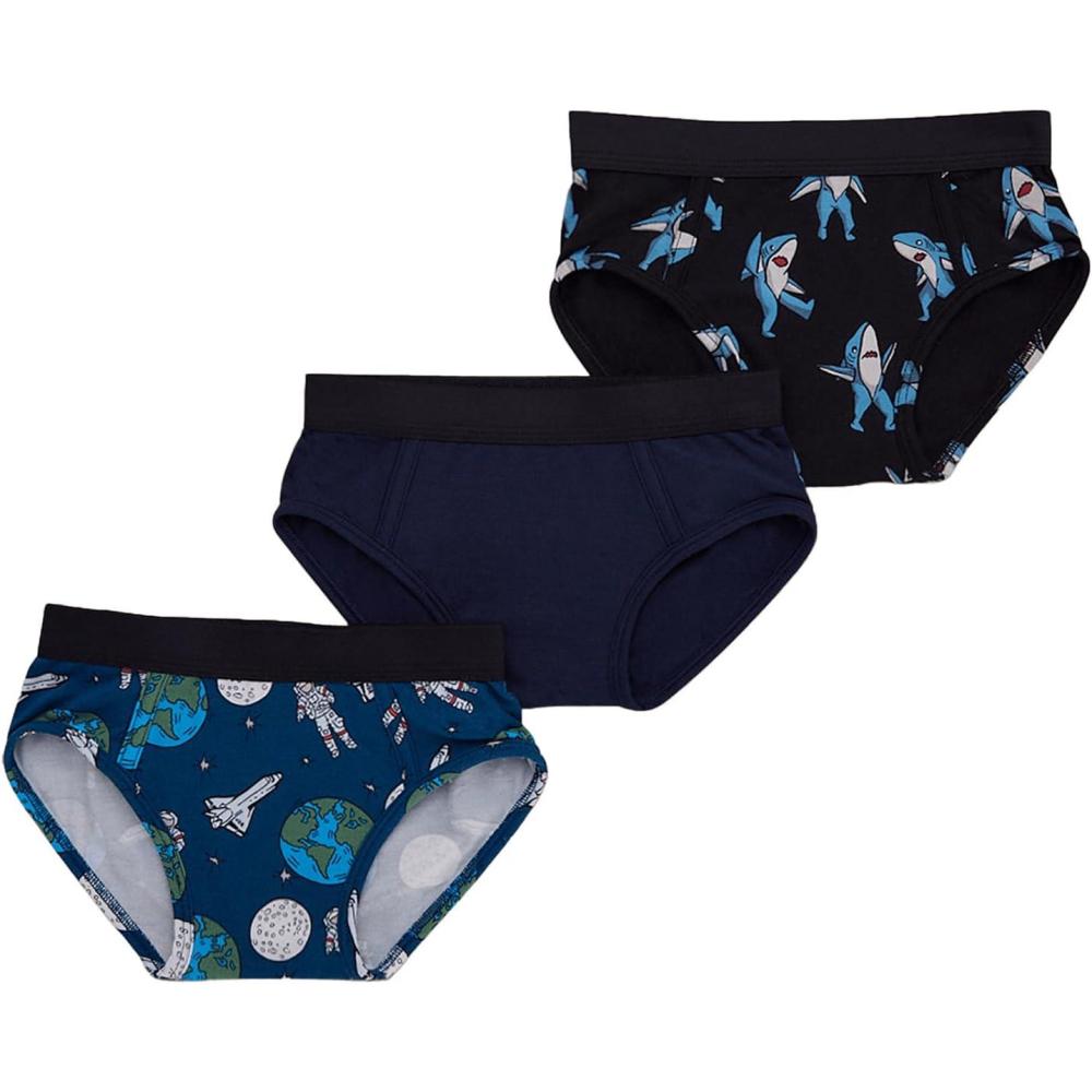imageMeUndies Boys Brief 3Pack  Soft Modal Fabric with No Pinch Waistband  Fun Prints ScratchFree Design and DurableFinn to the Moon Pack