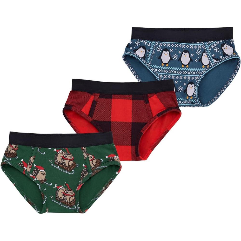 imageMeUndies Boys Brief 3Pack  Soft Modal Fabric with No Pinch Waistband  Fun Prints ScratchFree Design and DurableHoliday Pack