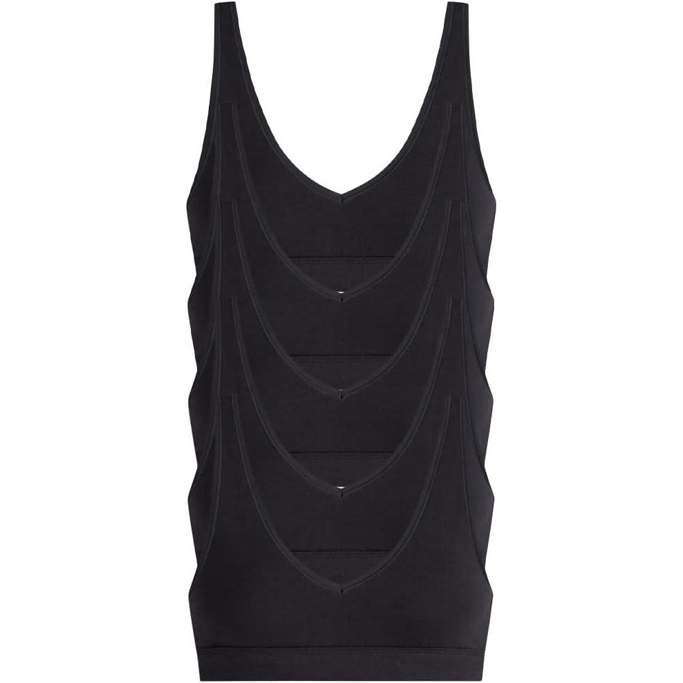 imageMeUndies Stretch Cotton VNeck Bra for Women No Underwire  5 Pack  Amazon Exclusive FabricCotton Black 5 Pack