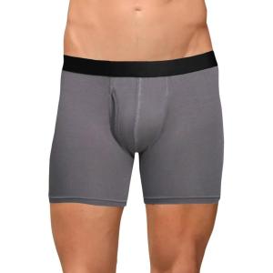MeUndies – Men’s Boxer Briefs with Fly – 6” Inseam with Breathable and Comfortable Tencel Micro Modal Fabric(Grey)