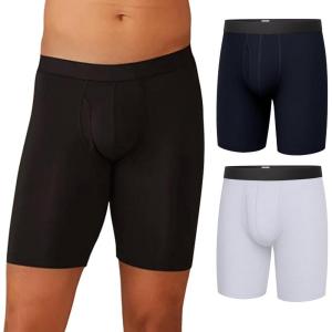 MeUndies – Men’s Long Boxer Briefs with Fly – 9” Inseam with Breathable and Comfortable Tencel UltraModal Fabric – 3 Pack(Classic)
