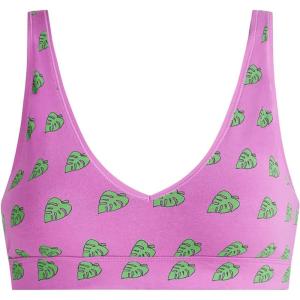MeUndies –Stretch Organic Cotton V-Neck Bra – Comfortable Bralette for Women – No Underwire – Amazon Exclusive Fabric(Monstera Leaf)