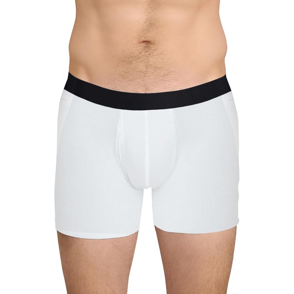 imageMeUndies  Mens Breathe Moisture Wicking Anti Odor Quick Dry Active Boxer Brief wFly  Mens UnderwearWhite