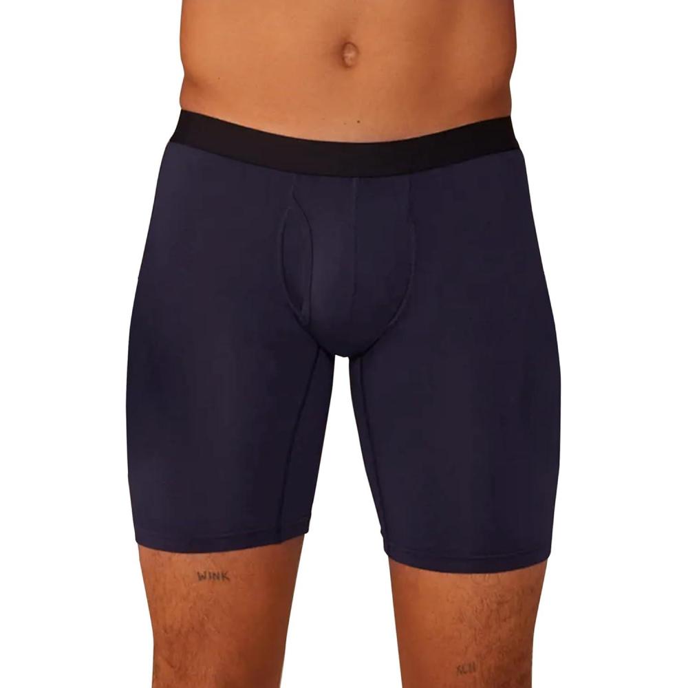 imageMeUndies  Mens Long Boxer Briefs with Fly  9 Inseam with Breathable and Comfortable Tencel Micro Modal FabricDark Sapphire