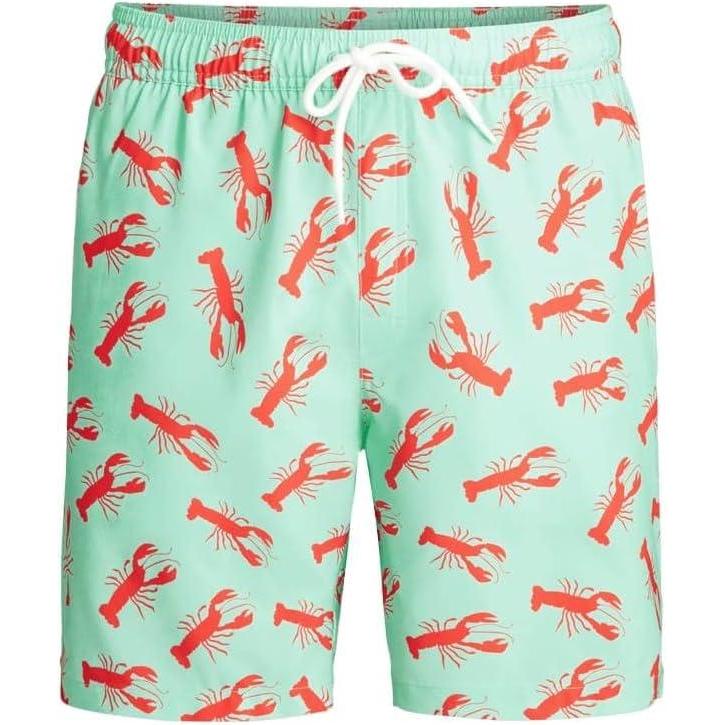 imageMeUndies  Swim Trunks for Men  Mens Bathing Suit with 8 Inseam  Elastic WaistRock Lobster