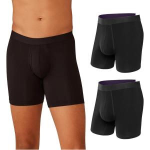 MeUndies – Men’s Boxer Briefs with Fly – 6” Inseam with Breathable and Comfortable Tencel UltraModal Fabric – 3 Pack(Black)