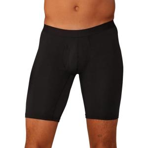 MeUndies – Men’s Long Boxer Briefs with Fly – 9” Inseam with Breathable and Comfortable Tencel Micro Modal Fabric(Black)